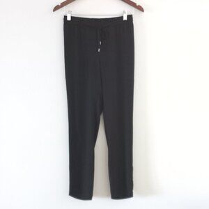 EILEEN FISHER silk georgette straight leg pants with pockets and drawstring